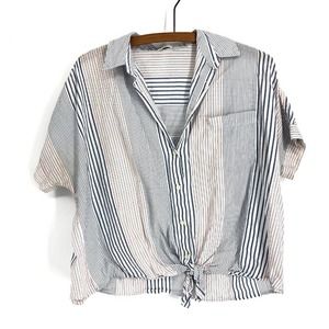 Madewell Button Down Tie Front Top Oversized XS